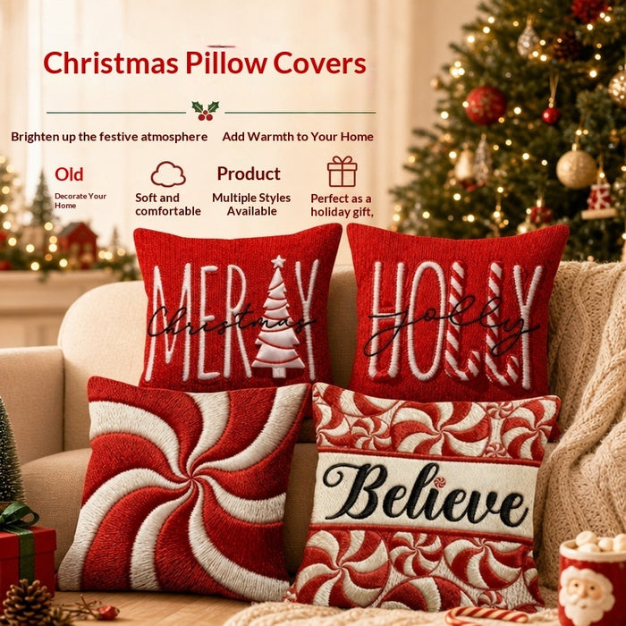 Christmas Pillow Cover Red Festive Decor